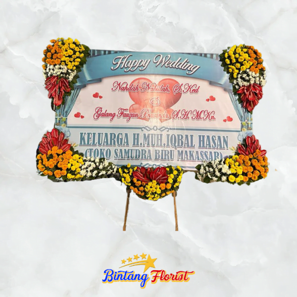 papan bunga happy wedding Bintang Florist Jombang