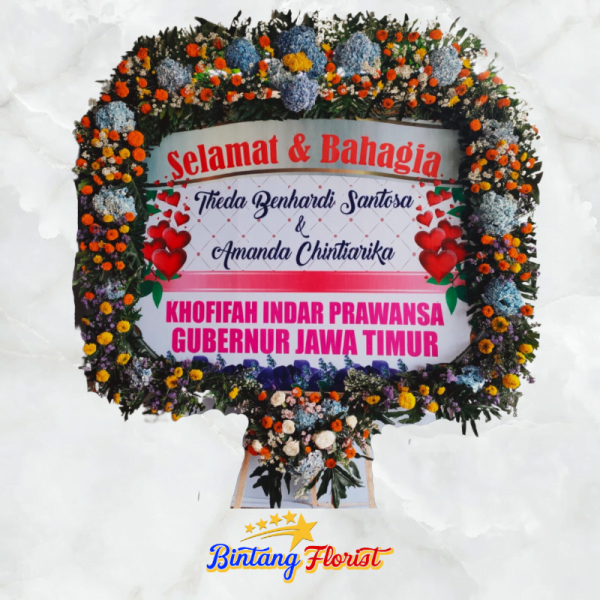 papan selamat happy wedding Bintang Florist Jombang